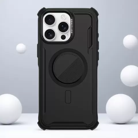 DEVILCASE Black Matte Magnetic Ring Phone Case for iPhone 17, 16, 15, 14 and 13