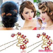 Bridal rose clip red rhinestone hairpin hairpin wedding dress accessories tiara bridal jewelry bridal accessories