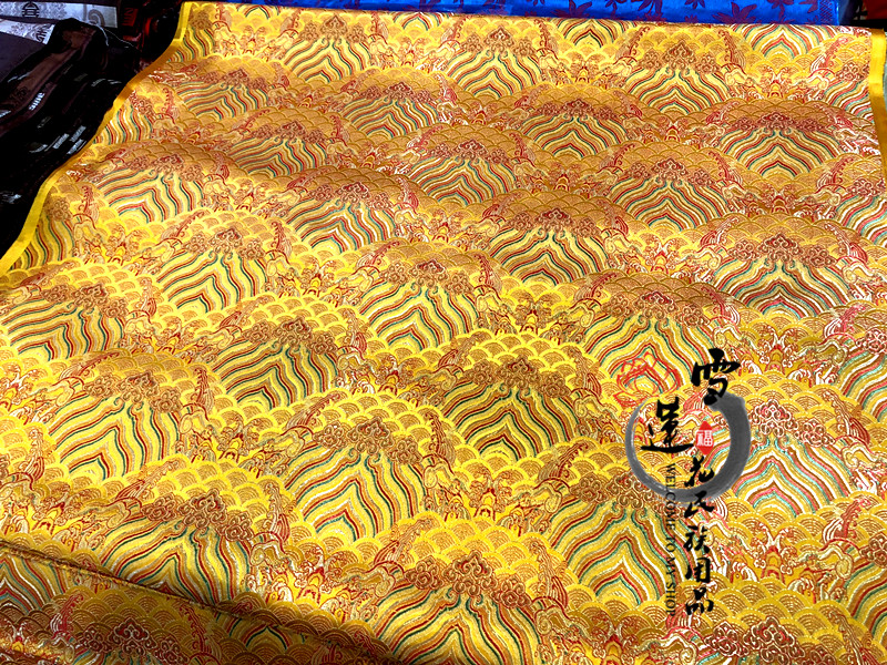 Tibetan fabric Buddha Hall decoration tablecloth Clothes shop material Cloud pattern satin fabric width 90