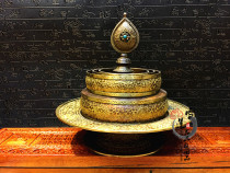Imported from Nepal pure copper gilded copper manza plate 26cm Buddhist temple offering