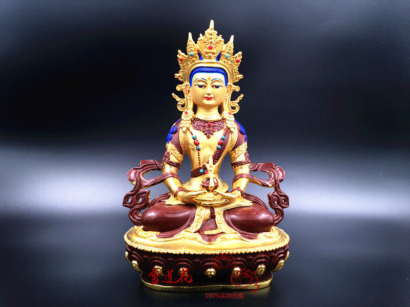 Bronze Semi-Lau Golden Longevity Buddha Statue High 45cm Qinghai Tal Temple manufactured