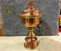 Made in Nepal handmade craftsmanship red copper butter lamp with lid fine oil lamp lamp holder