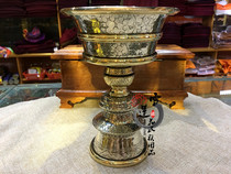 Imported from Nepal fine red copper inlaid with gold rim carved butter lamp bowl Buddha lamp caliber 12 5