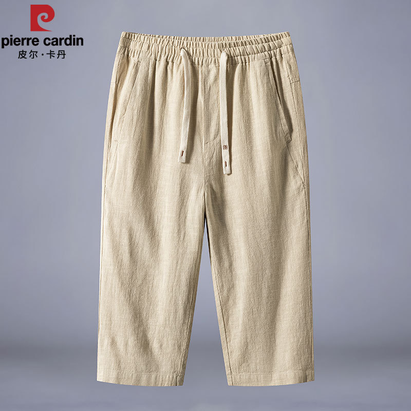 Pierre Cardin Cotton and Linen 7-Point Shorts for Men, Summer Casual Thin Loose Straight Pants, Breathable Linen Capri Pants Pierre Cardin Cotton and Linen 7-Point Shorts for Men, Summer Casual Thin Loose Straight Pants, Breathable Linen Capri Pants