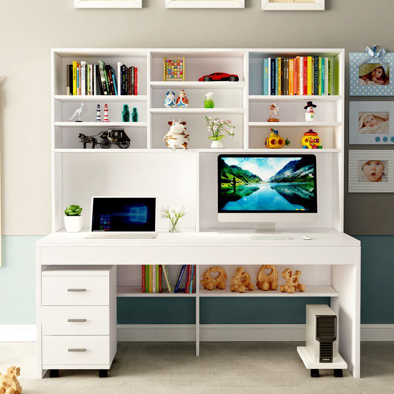 Desk bookshelf combination home computer desk desktop with bookcase one simple and economical student bedroom writing desk