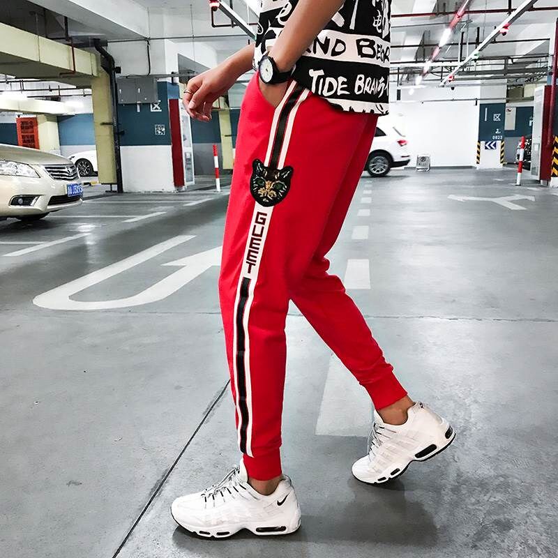 Cat head sports pants men's nine points Korean version summer slim thin section harem casual pants small foot sweatpants tide