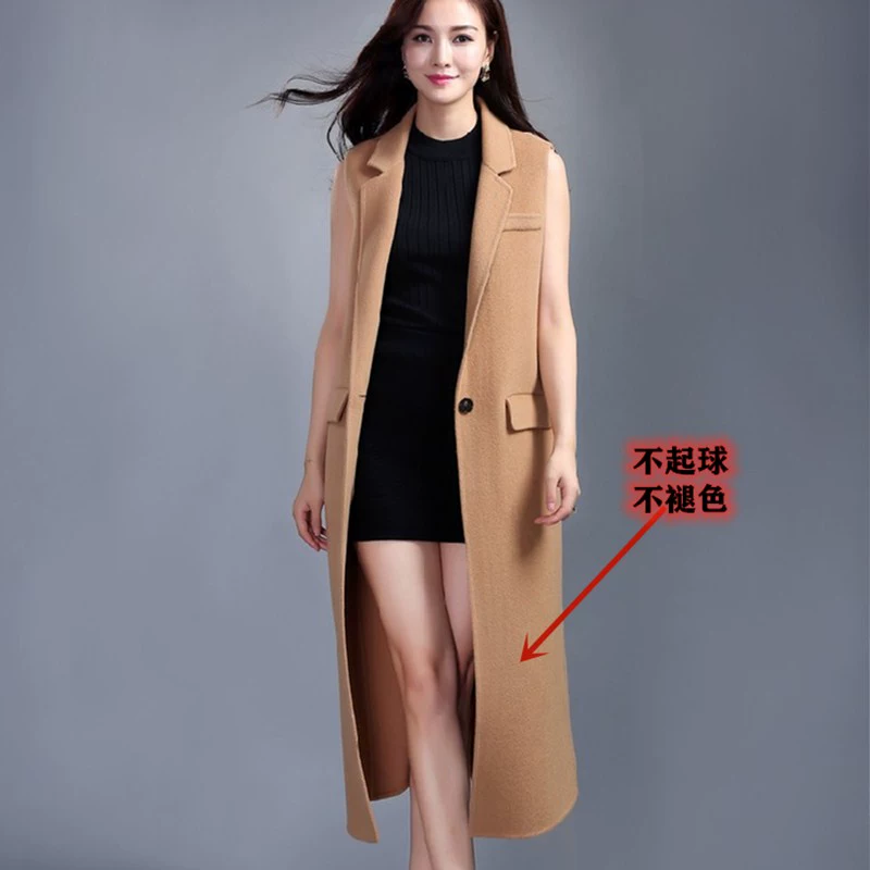 Mùa xuân và mùa thu 2020 phong cách hàn quốc phù hợp với vest áo khoác len dài mỏng ghi lê áo vest cashmere không tay áo ghi lê quần áo phụ nữ - Áo vest