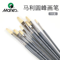 Malley G1780 long rod flat round peak pig hair brush brush art student special brush gouache acrylic watercolor pen