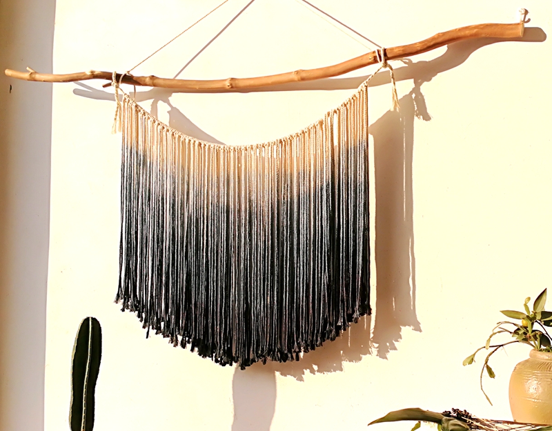 Tấm thảm làm bằng tay Macrame thanh gỗ tự nhiên thanh gỗ tự nhiên thảm treo tường giá rẻ