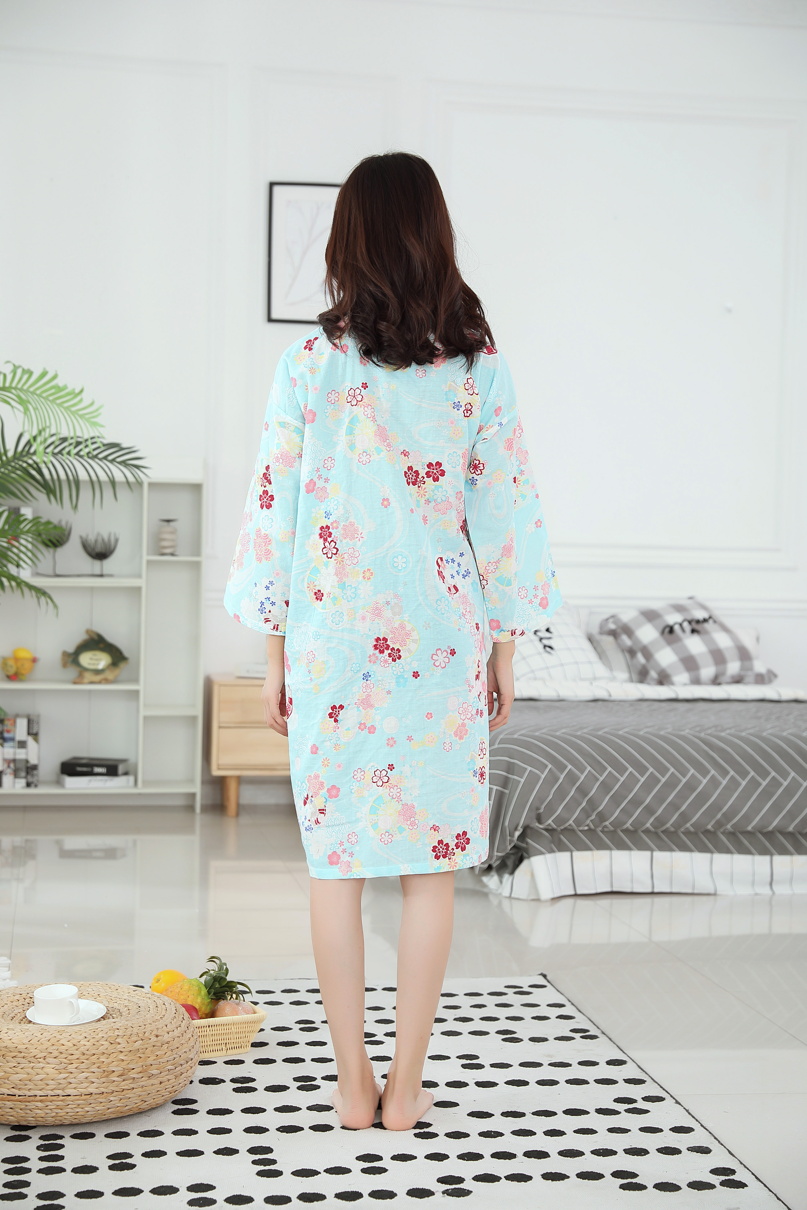 Kimono bông gạc đồ ngủ nam giới và phụ nữ dịch vụ nhà kích thước lớn Nhật Bản dài tay áo choàng áo tắm mồ hôi quần áo phong cách mới