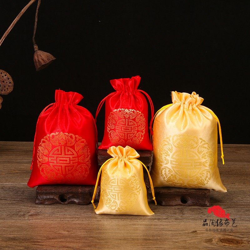 Silk and satin high-end pumping candy cloth bag red cloth bag with gift bag small jewelry bag kit bag packaging cloth bag