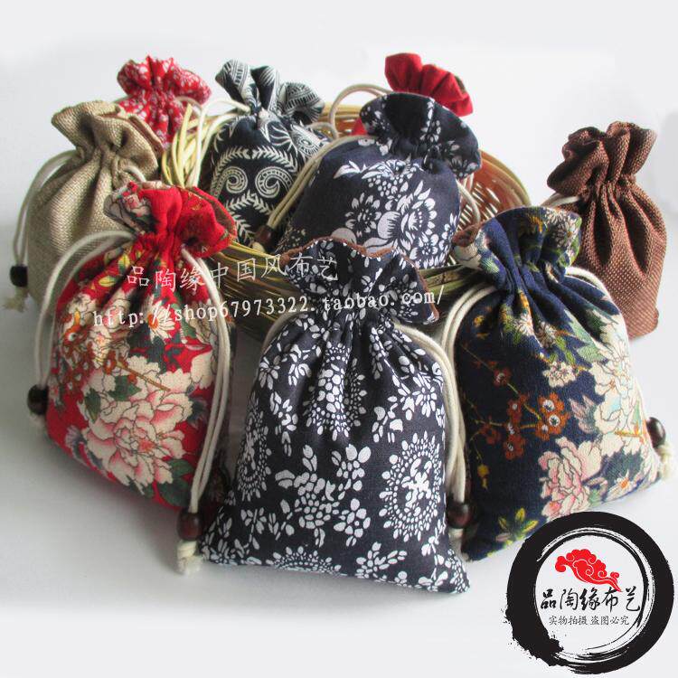 Original high - end gift cloth bag Buddha pearl bag Antique pocket tap pocket double - deck jewelry bag