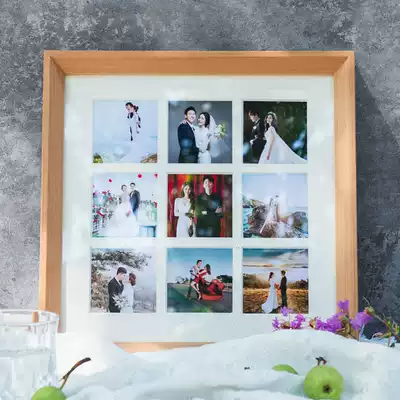 Nine-palace grid photo frame hanging wall washing photos made of photo frame table customization to map customization simple photo children's wedding dress