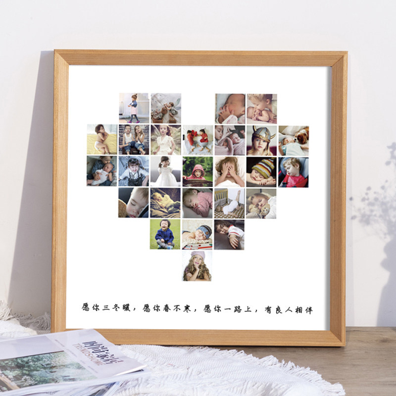 Baby sleeping chart custom 100 - year - old creative memorial washing photo to make a photo frame simple solid wood stand