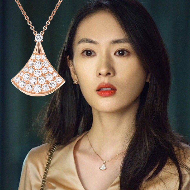 Three ten Just Gu Jia Tongan money chain Women Xia pure silver Songs small fan small skirt fan-shaped lock bone chain not dropping color