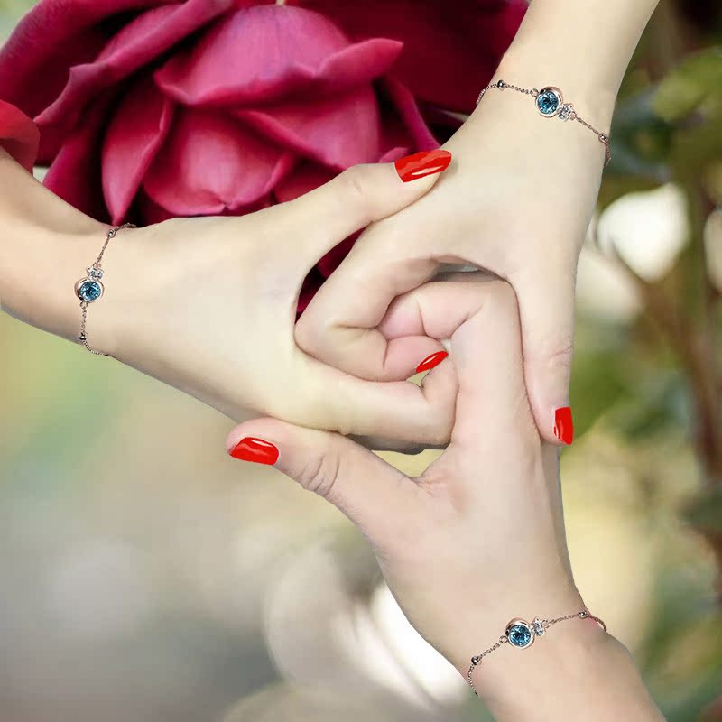 Ocean Hearts Bracelet Women's Pure Silver Fish Bestie Sisters Believers A Pair of Erins Little crowddesign Japan-ROK-Taobao