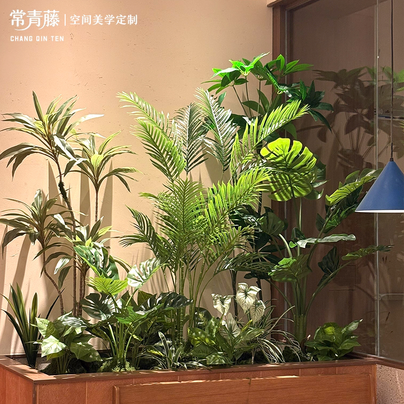 Simulated Green Plant Landscape, Tropical Artificial Plants for Indoor Mountain-Style Landscaping, High-End Restaurant Store Windows, and Mall Partitions Simulated Green Plant Landscape, Tropical Artificial Plants for Indoor Mountain-Style Landscaping, High-End Restaurant Store Windows, and Mall Partitions