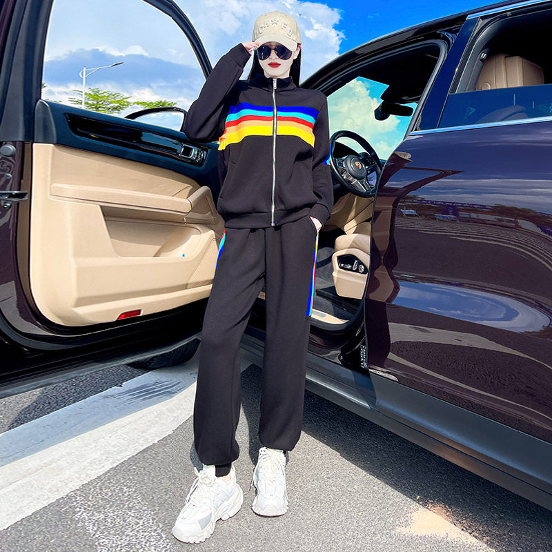 Sports suit women's autumn 2021 new temperament fashion foreign style all-match casual sweater slimming two-piece suit