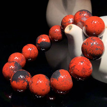 Guilin Chicken Blood Jade Chicken Blood Stone Black Background Red Round Bead Bracelet Original Stone Exquisite Boutique Mens Collection Wear 18 Bracelet