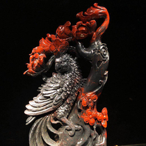 Stone swaying piece Guilin chicken blood jade sculptures natural jade Qiankun Finely Carved Wise God Wu Treasured Pole