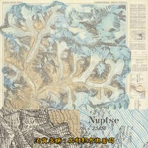 1 JPG high-definition electronic picture of the contour topographic map of Mount Everest in the 1950s (English 1957)