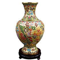 Cloisonné copper body cloisonné enamel vase home flower arrangement filigree peony dragon and phoenix vase Beijing characteristic craftsmanship