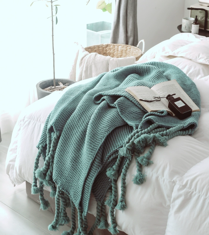 đan nordic tua chăn len văn phòng chăn mền máy lạnh chăn ngủ trưa chăn khăn choàng chăn mền sofa giải trí - Ném / Chăn