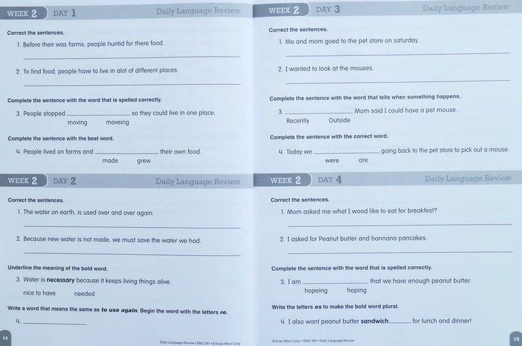 Evan-Moor全集美国加州非常著名的PDF教材  Daily Language Review Grade 1-8 儿童英语练习册练习题 1年级-8年级 12345678年级完整电子版