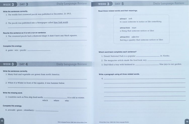 Evan-Moor全集美国加州非常著名的PDF教材  Daily Language Review Grade 1-8 儿童英语练习册练习题 1年级-8年级 12345678年级完整电子版