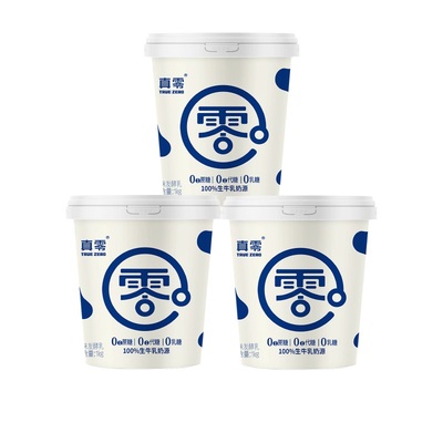 【K姐推荐】真零0添加蔗糖低GI酸奶1kg*3桶原味发酵营养代餐低温
