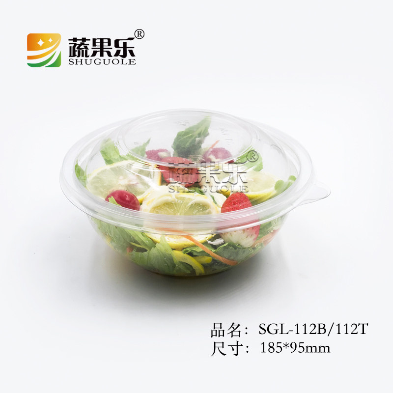 Fruits and vegetables Leg 112 transparent pet salad bowl with lid disposable dining box packing case thickened outer delivery salad packing box