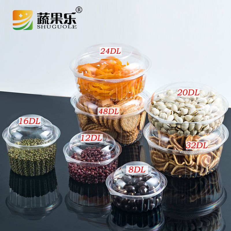 Fruits and vegetables Happy disposable transparent size Candied Fruits Store Dried Fruit Box Round Case Full Seal Packaging Packaging Box Manufacturer