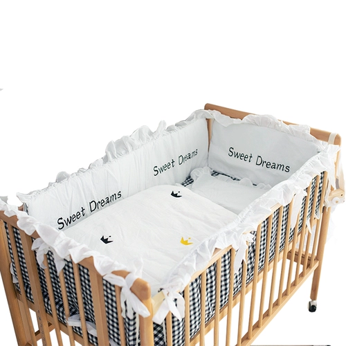 Кроватка, бортики, дышащее покрывало, хлопковое ограждение, лента, съёмная сумка, защита от столкновений, с вышивкой