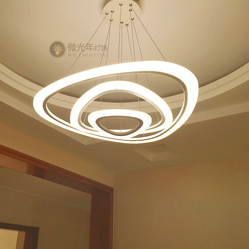 后现代吊灯led办公卧室创意个性圆环客厅灯玄关灯三头餐厅餐吊灯