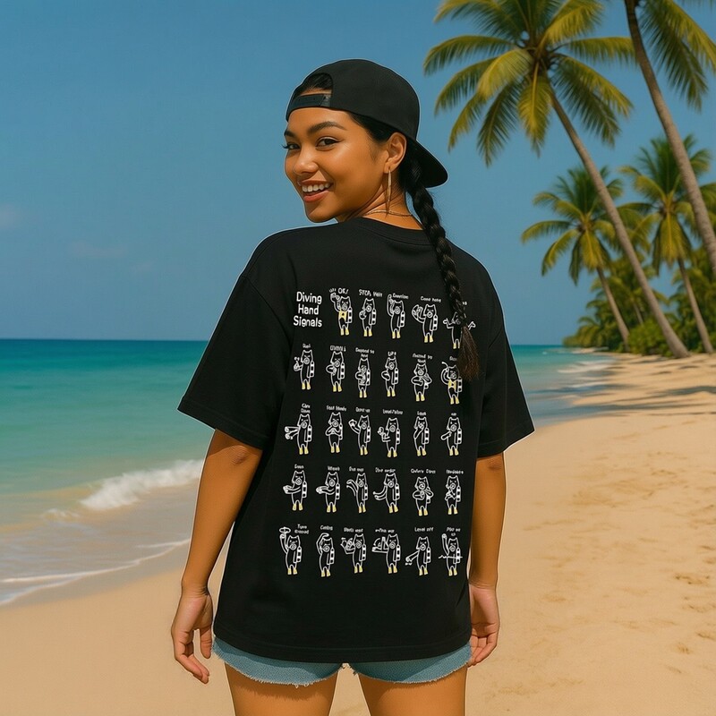 【Wumi】Diving Gesture Loose Fit Oversized Heavyweight 240g Crew Neck All-Cotton T-Shirt Unisex