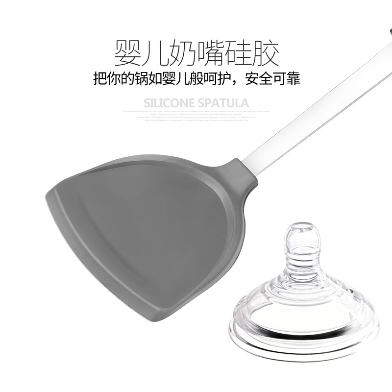 Mới thép không gỉ nhiệt độ cao lửa đỏ điểm bảo vệ nồi xẻng sáng tạo nhà bếp cửa hàng không dính nồi quà silicone thìa - Phòng bếp kệ để dao