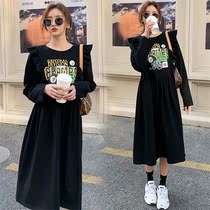 2021 Fall New Products Over Knee Long section T-shirt Skirt Loose THIN COVER FASHION PRINTED UNDERSHIRT DRESS