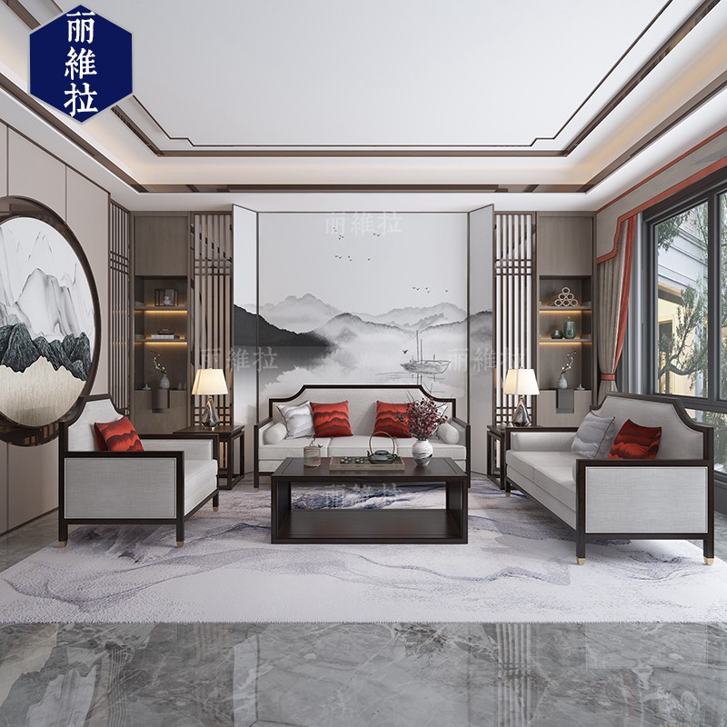 Modern Chinese reception to discuss sofa combination living room fabric sofa sample room beauty salon lobby furniture