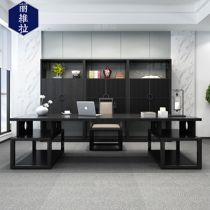 New Chinese furniture solid wood desk desk modern Chinese desk boss desk picture office furniture