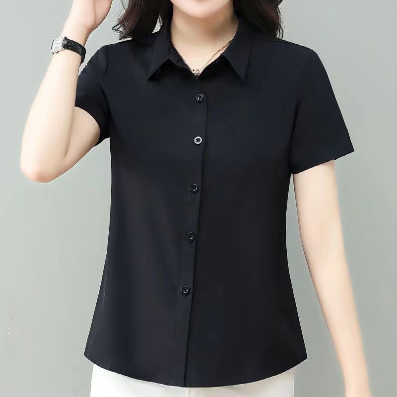 White Shirt for Women, Short-Sleeved, Professional, 2026 New Style, Elegant White-Collar Front Desk Work Uniform, Summer Long-Sleeved Formal Base Shirt White Shirt for Women, Short-Sleeved, Professional, 2026 New Style, Elegant White-Collar Front Desk Work Uniform, Summer Long-Sleeved Formal Base Shirt