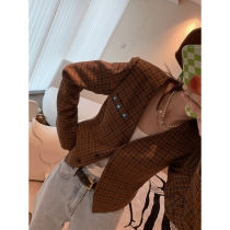 Ashigo vcruan vw collarless five-pointed star embroidery retro plaid suit skirt suit female summer