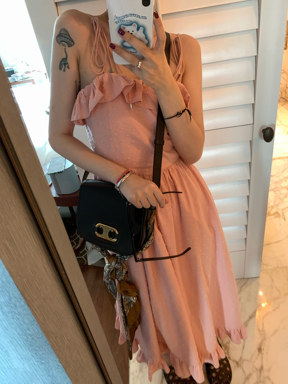 vcruan Axigo French manor jacquard small pink dress women's 2022 summer new waist mid-length skirt