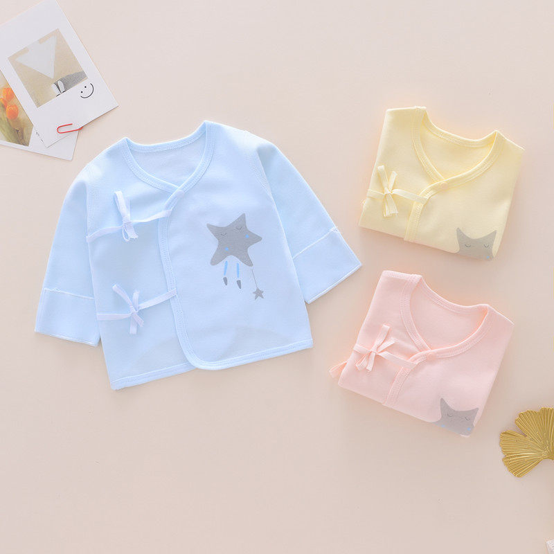 Newborn pure cotton half back first baby clothes baby anti-urine and wet digging back long sleeve blouse baby Micki percentily cotton autumn clothes