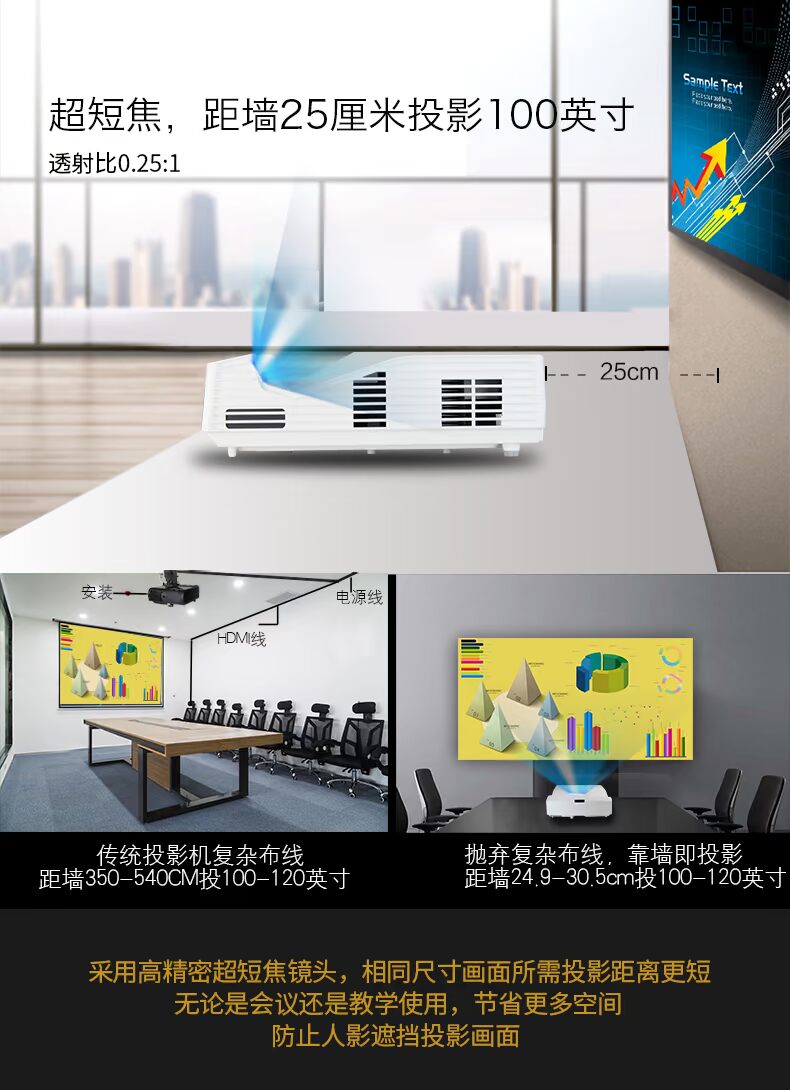 Optoma mã EH330UST máy chiếu siêu ngắn HD 1080P đào tạo kinh doanh văn phòng máy chiếu không dây đa phương tiện máy giảng dạy hội thảo bảng điện tử màn hình tương tác - Máy chiếu