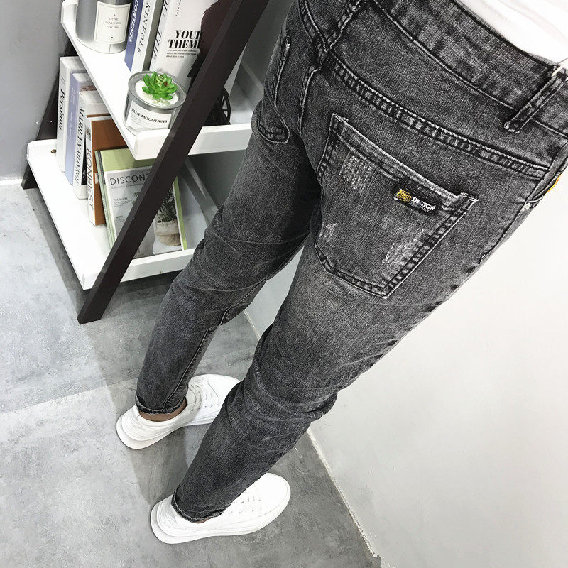 Autumn nine-point jeans men's slimming tide card hundred small feet stretch casual pants men's Korean version of the trend students 18 Autumn nine-point jeans men's slimming tide card hundred small feet stretch casual pants men's Korean version of the trend students 10