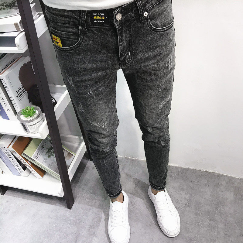 Autumn nine-point jeans men's slimming tide card hundred small feet stretch casual pants men's Korean version of the trend students 9 Autumn nine-point jeans men's slimming tide card hundred small feet stretch casual pants men's Korean version of the trend students 1
