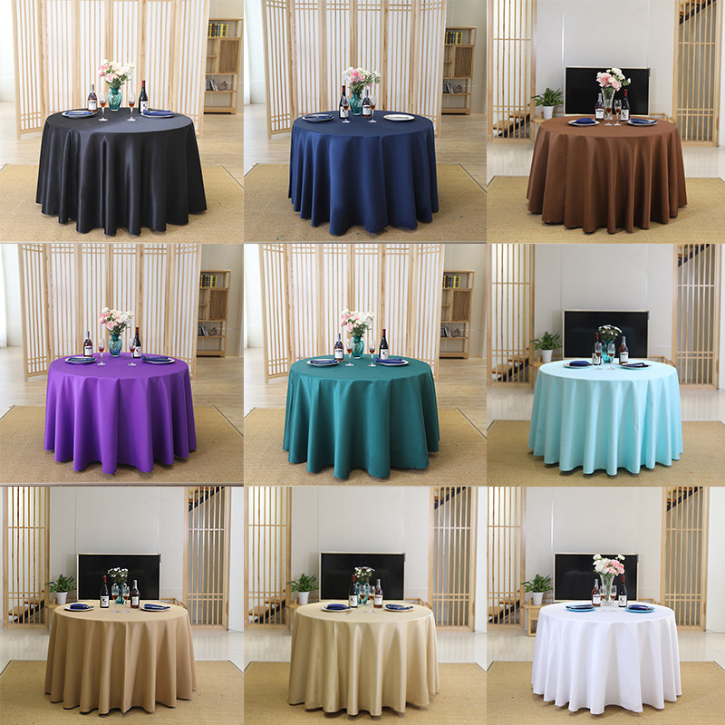 Custom hotel fabric tablecloth high-end large round table double-sided satin tablecloth western restaurant restaurant European tablecloth solid color