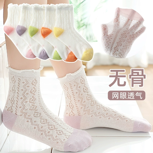 Летние тонкие хлопковые носки, детские ультратонкие колготки для принцессы, подходит для подростков