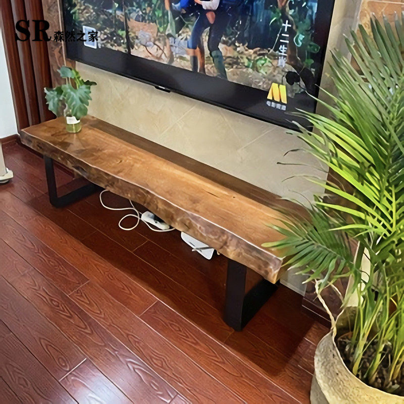 Nordic minimalist solid wood TV cabinet modern bedroom American small apartment living room creative retro log TV cabinet