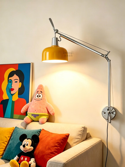 Bauhaus Swing-Arm Wall Lamp, Eye-Protecting Cantilever Lamp, Red Vintage Telescopic Lamp, Bedroom Bedside Reading Lamp